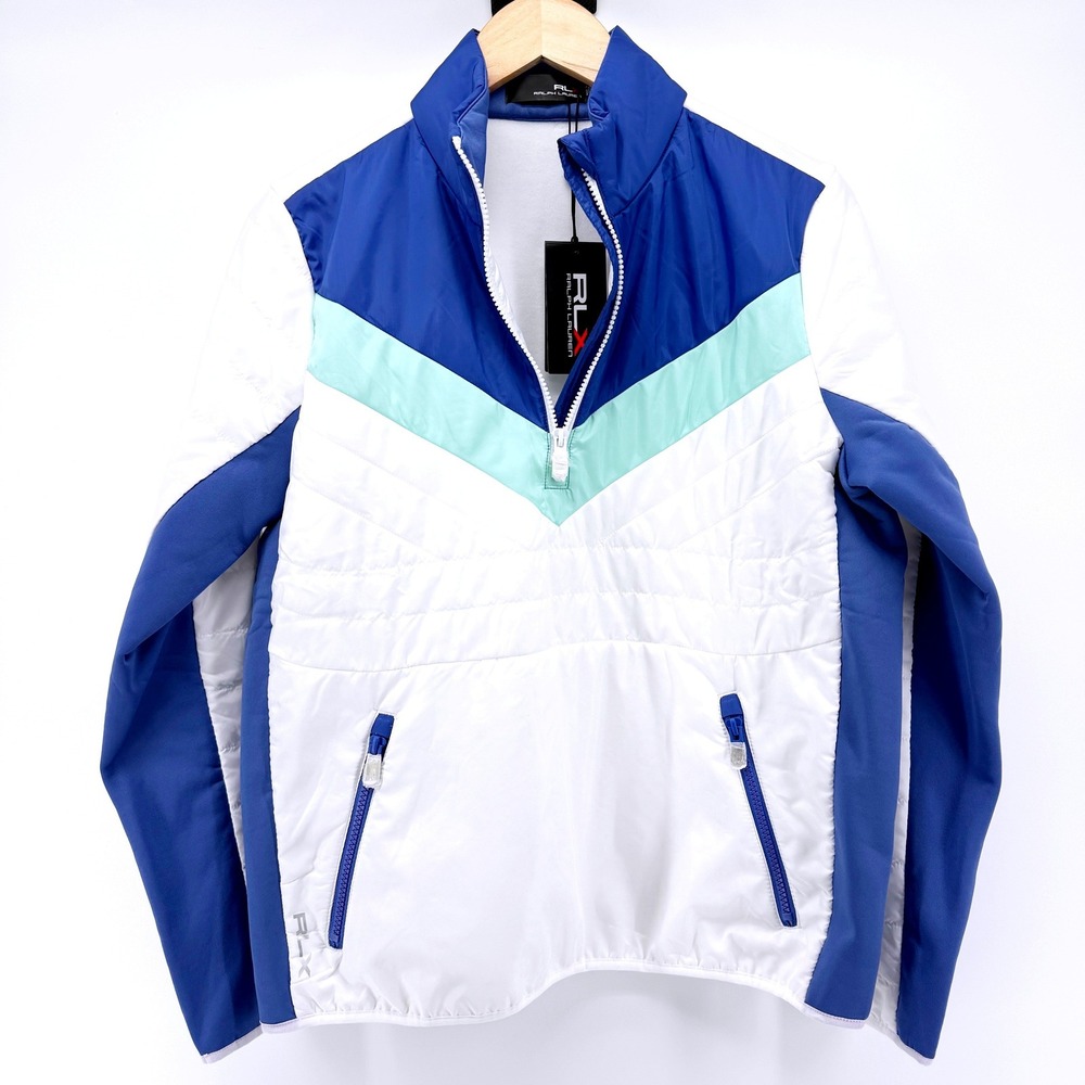 RLX Ralph Lauren Women's White Blue Golf Pullover Jacket Quarter Zip NWT - Picture 3 of 16